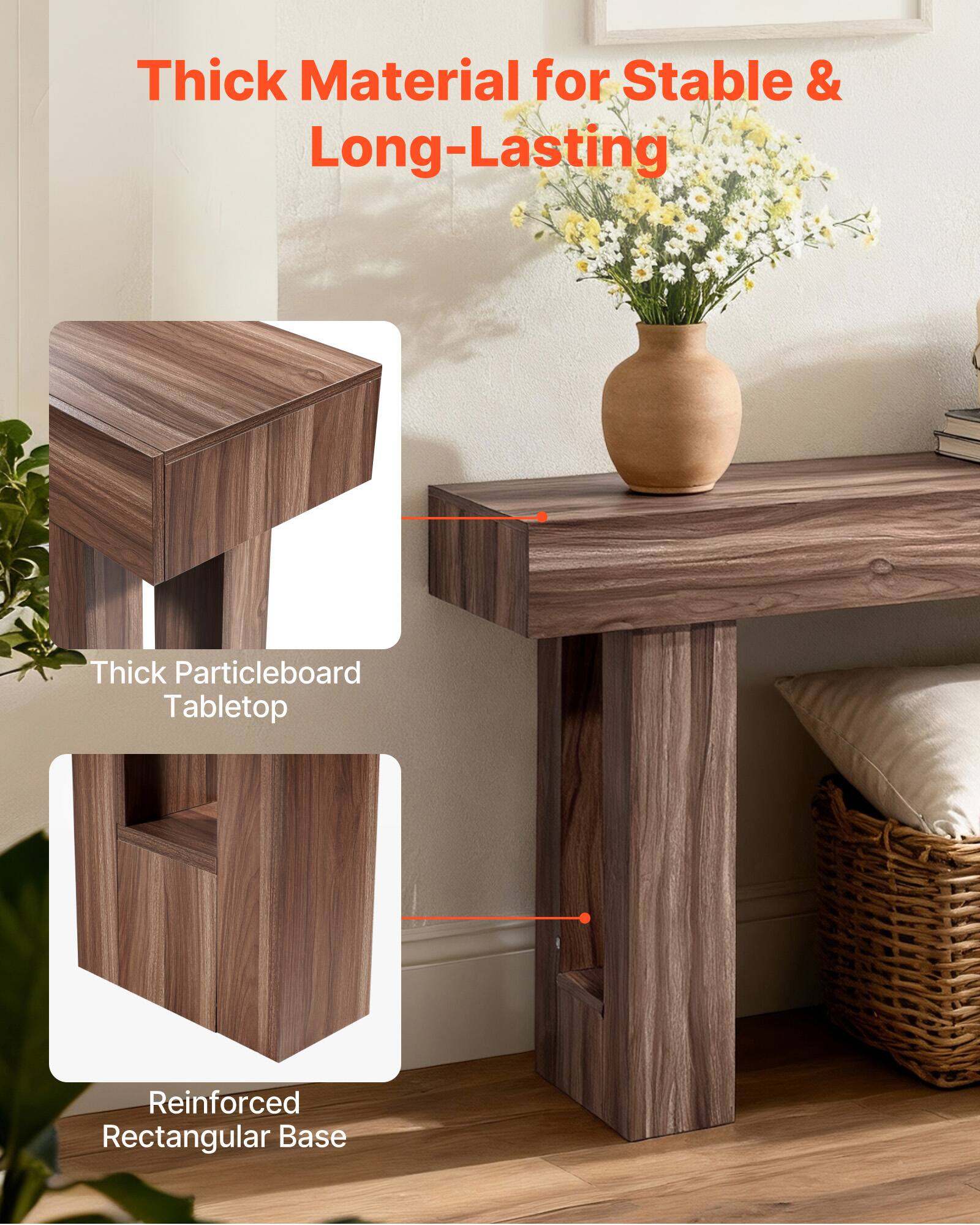 Thick Material for Stable & Long-Lasting

- Thick Particleboard Tabletop
- Reinforced Rectangular Base