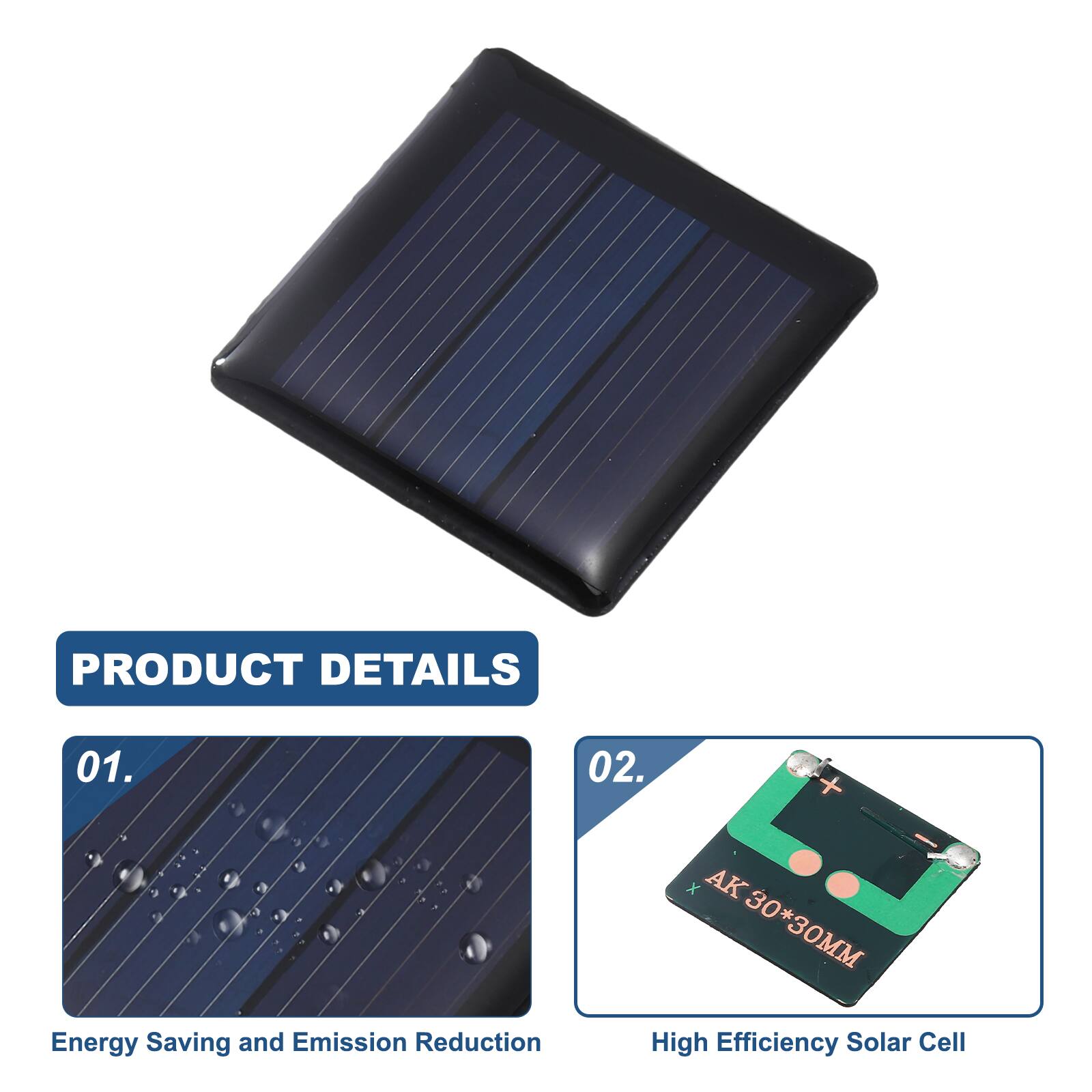 PRODUCT DETAILS

01. Energy Saving and Emission Reduction

02. AK 30*30MM High Efficiency Solar Cell