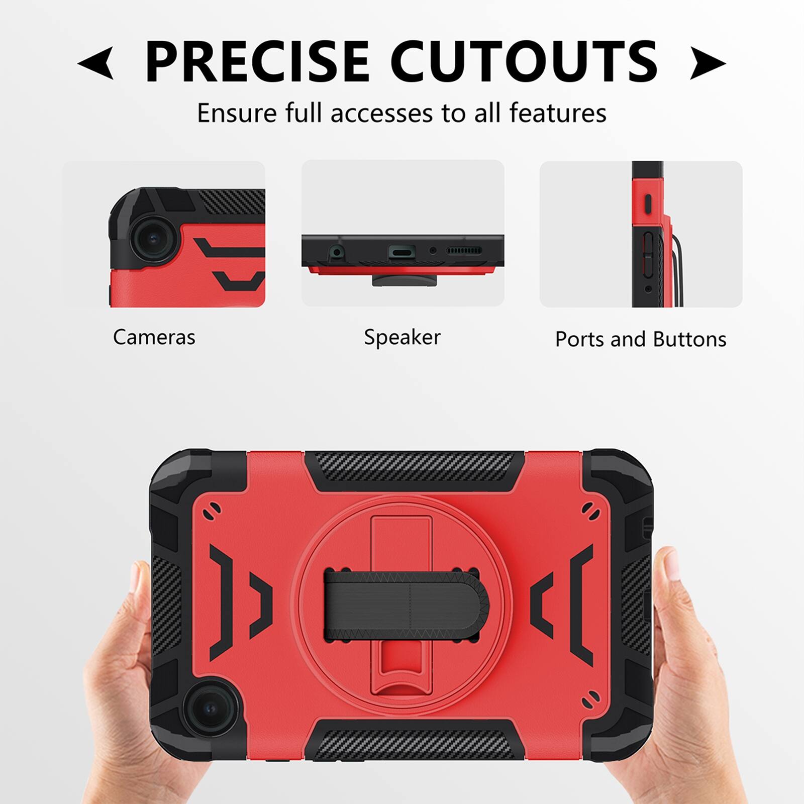 PRECISE CUTOUTS  
Ensure full access to all features  
Cameras  
Speaker  
Ports and Buttons