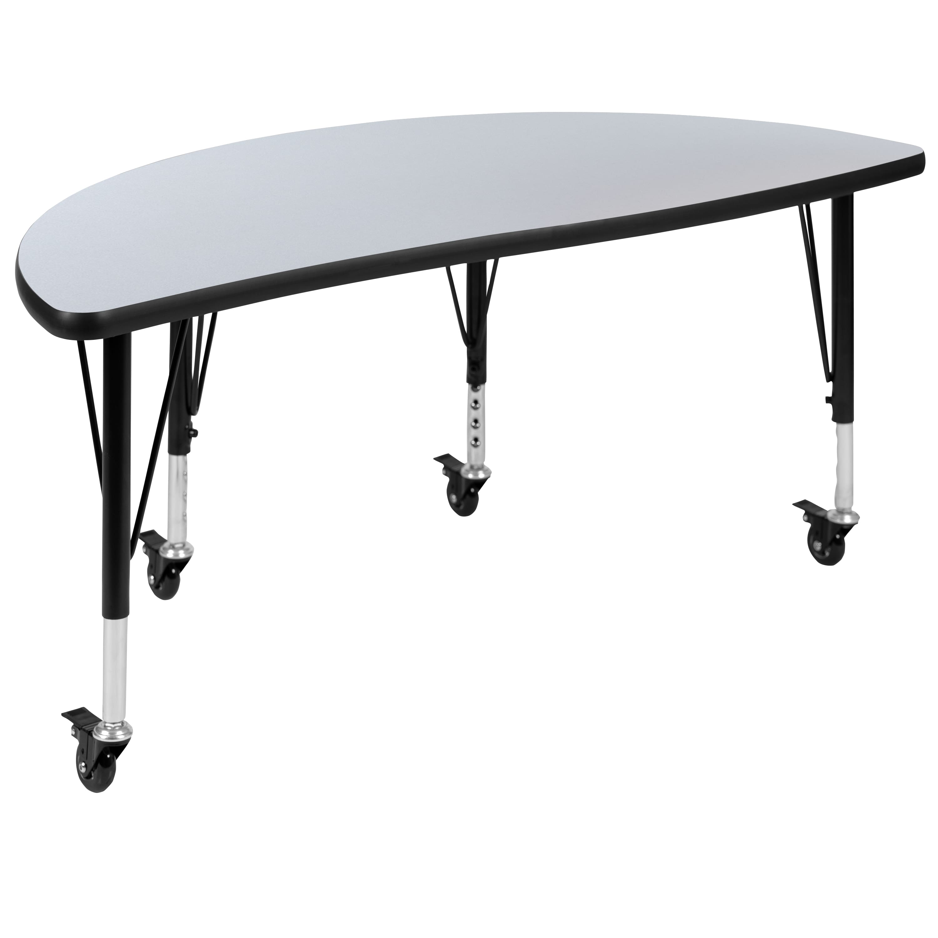 Photos - Display Cabinet / Bookcase Flash Furniture Wren Mobile 47.5" Half Circle Wave Flexible Collaborative Grey Thermal Laminate Activity Table - Height Ad