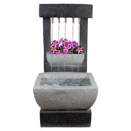 Northlight - LED Lighted Rainfall Outdoor Water Fountain with Planter - 26" - Black