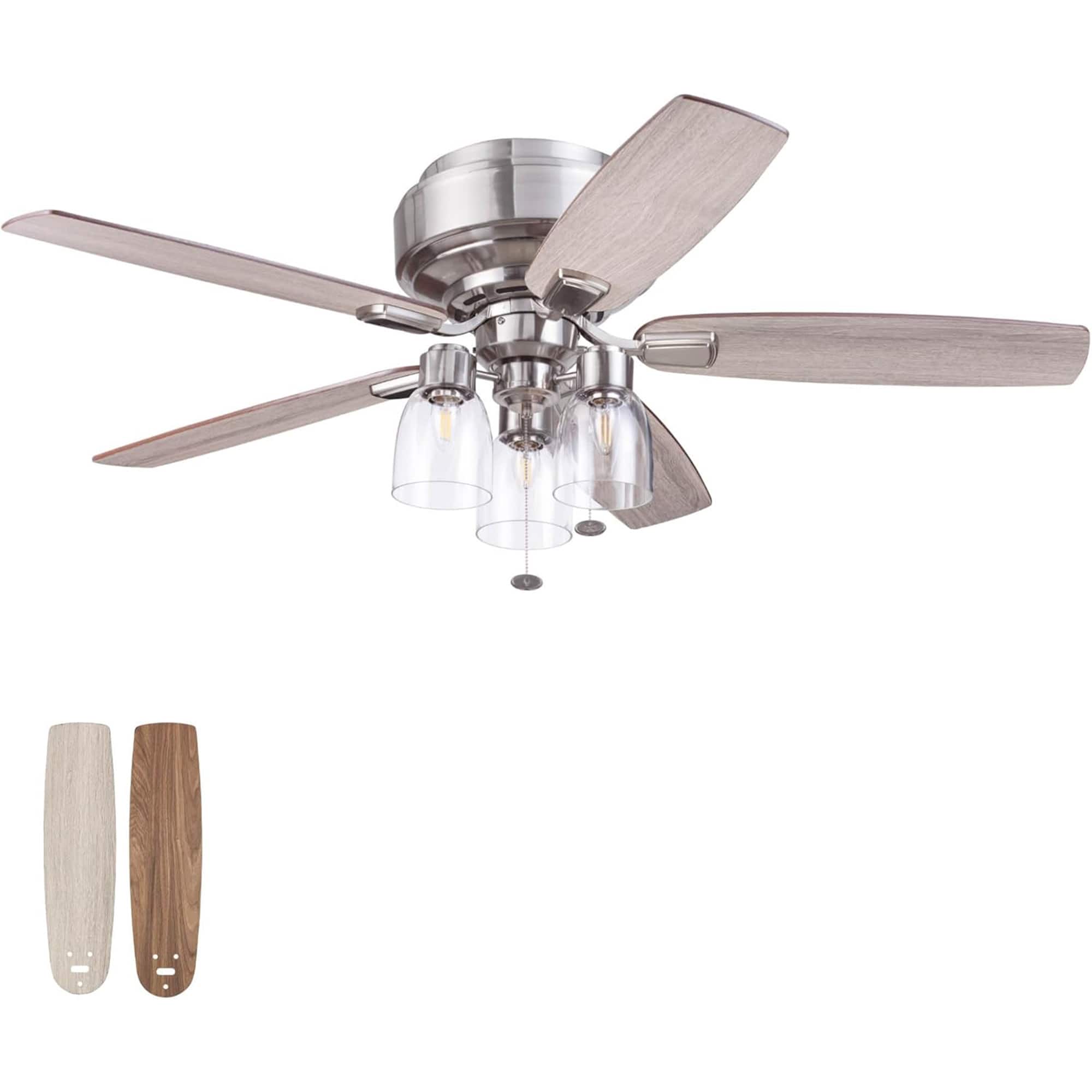 Prominence Home - Magonia 52 Inch Ceiling Fan with Pull Chain, Flush Mount, Nickel - Brushed Nickel price history on PriceWatchPro