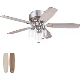Prominence Home - Magonia 52 Inch Ceiling Fan with Pull Chain, Flush Mount, Nickel - Brushed Nickel