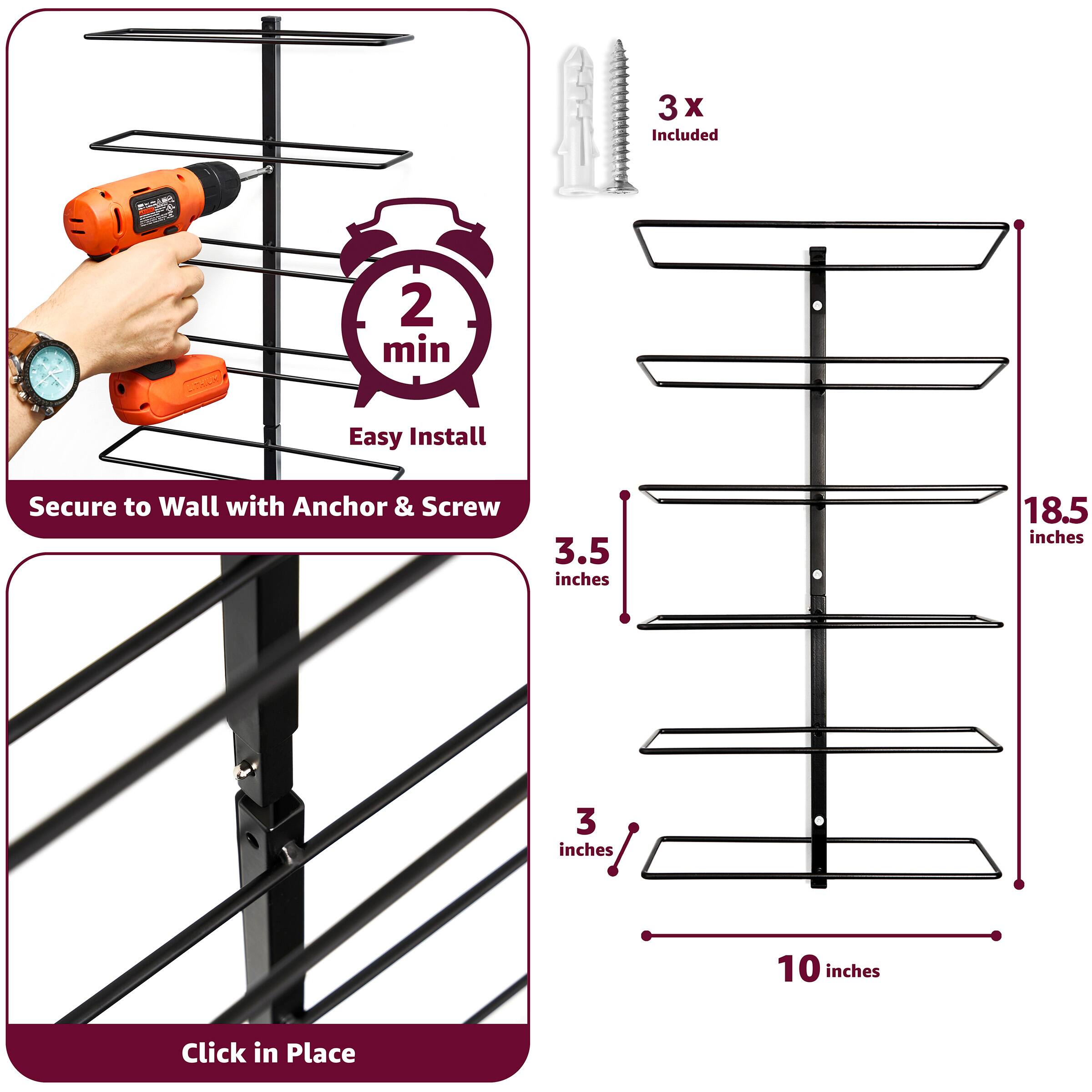 - 3x Included
- 2 min Easy Install
- Secure to Wall with Anchor & Screw
- Click in Place
- 3.5 inches
- 18.5 inches
- 3 inches
- 10 inches