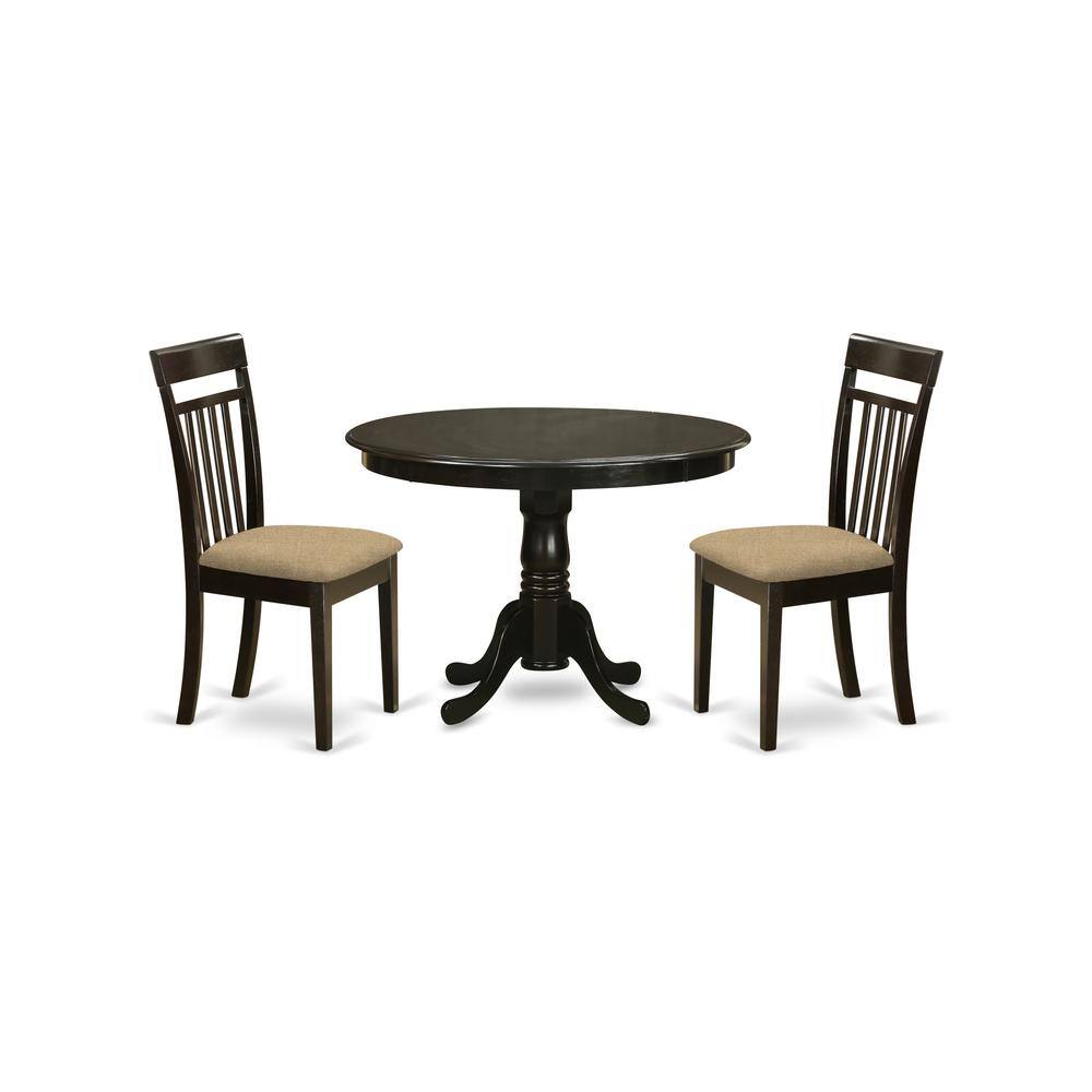 Back. East West Furniture - HLCA3-CAP-C 3 Pc Kitchen nook Dining set-Dining Table and 2 dinette Chairs - Cappuccino.