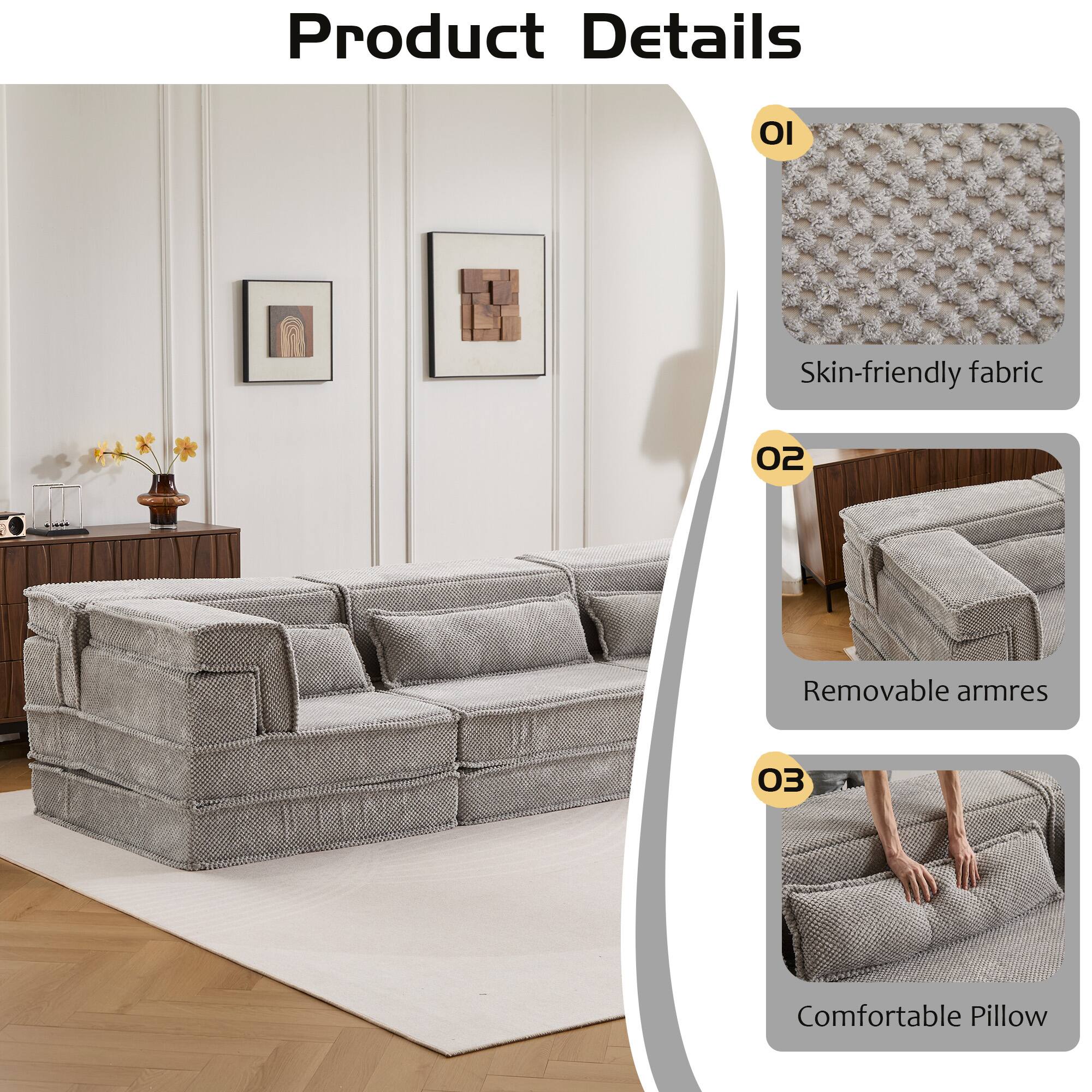 Product Details

01 Skin-friendly fabric

02 Removable armrests

03 Comfortable Pillow