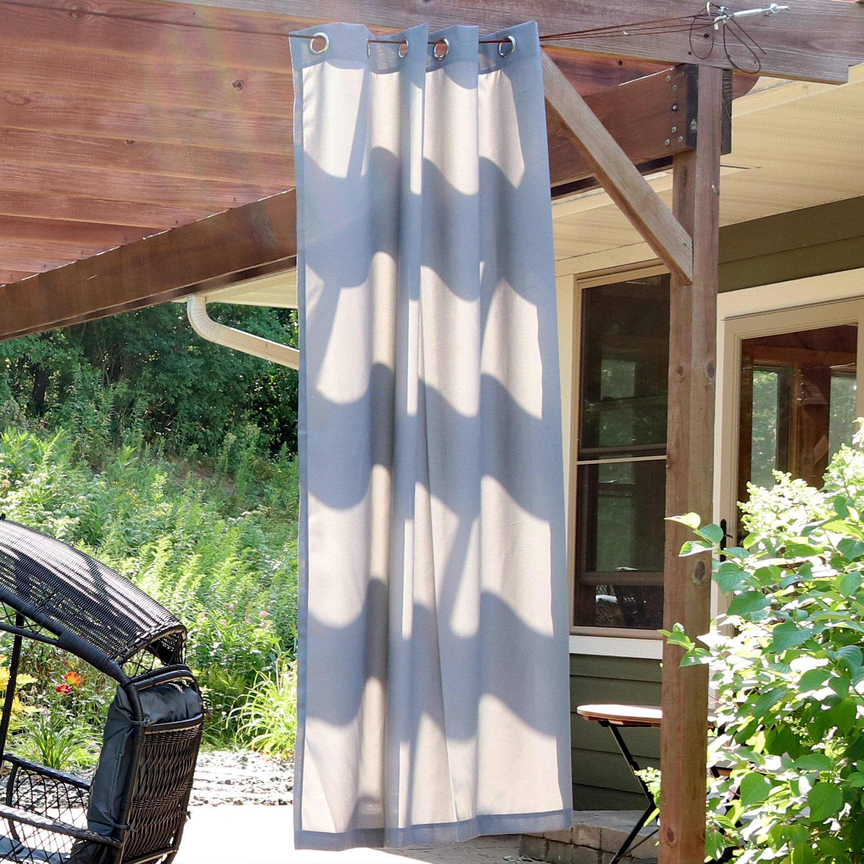 Alt View 1. Sunnydaze - Simple Outdoor Curtain Panel - 52 in x 84 in - Gray.