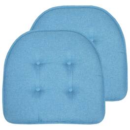 Sweet Home Collection - Solid Color U Shaped Memory Foam 17" x 16" Chair Cushions, 2-Pack - Turquoise