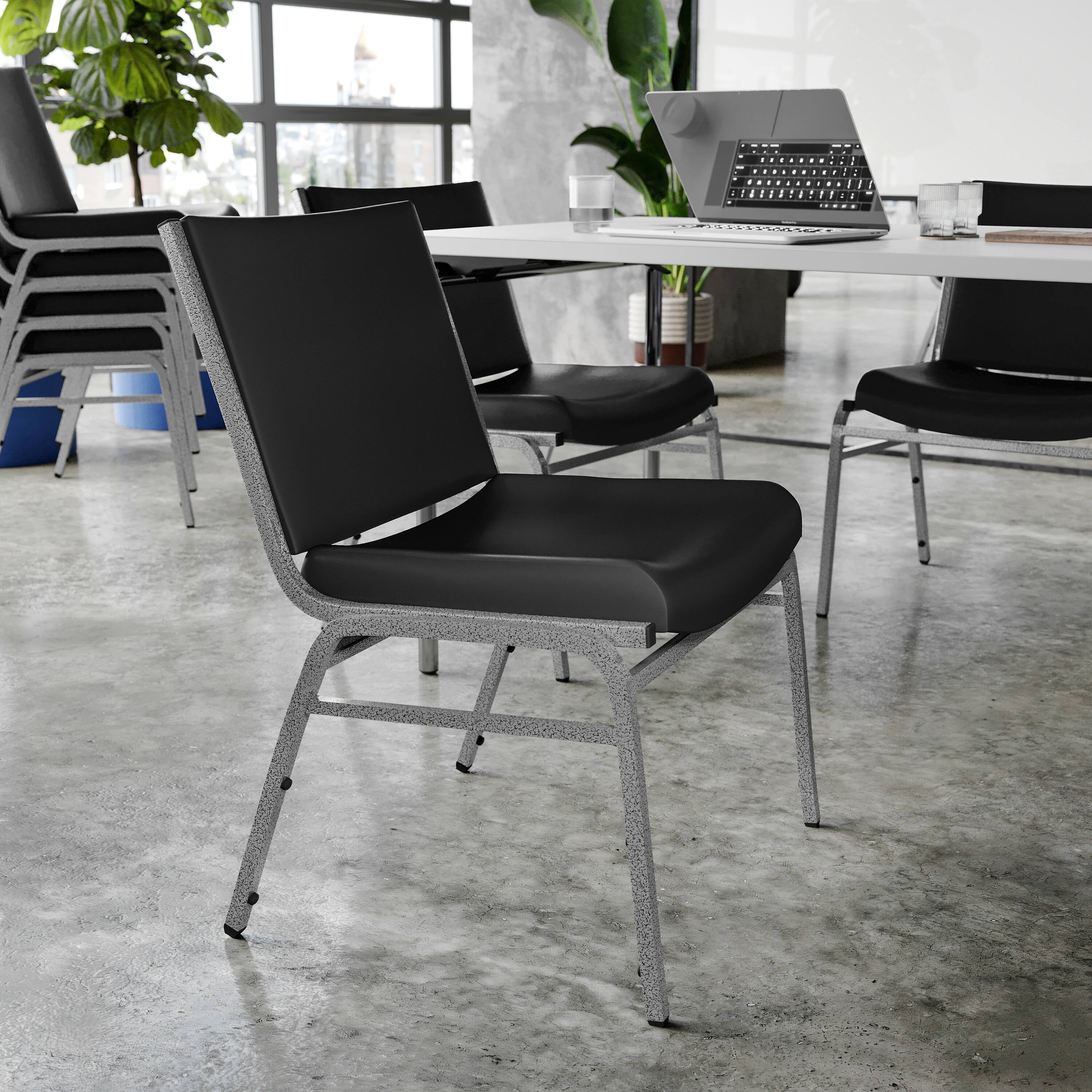 Alt View 2. Flash Furniture - HERCULES Big & Tall 1000 lb. Rated Black Vinyl Stack Chair - Black.