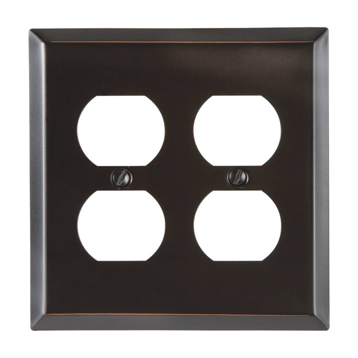 Angle. AMERELLE - Amerelle Century Aged Bronze 2 gang Stamped Steel Duplex Wall Plate 1 pk - Bronze.