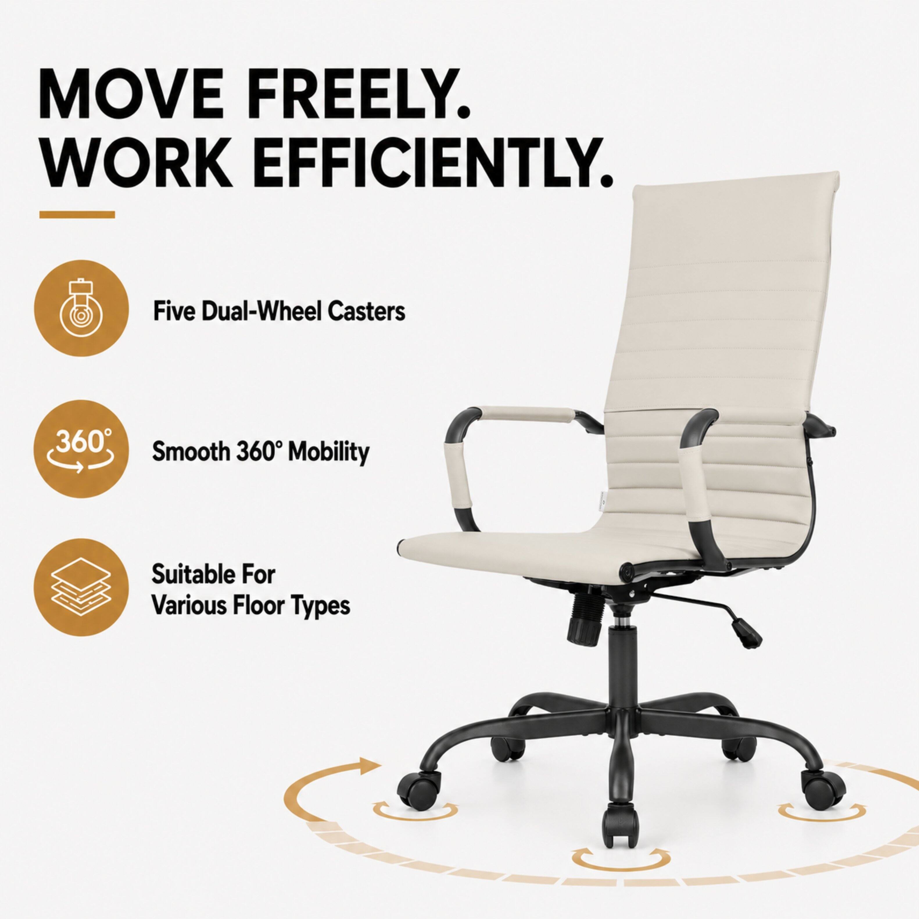 MOVE FREELY. WORK EFFICIENTLY.

- Five Dual-Wheel Casters
- Smooth 360° Mobility
- Suitable For Various Floor Types
