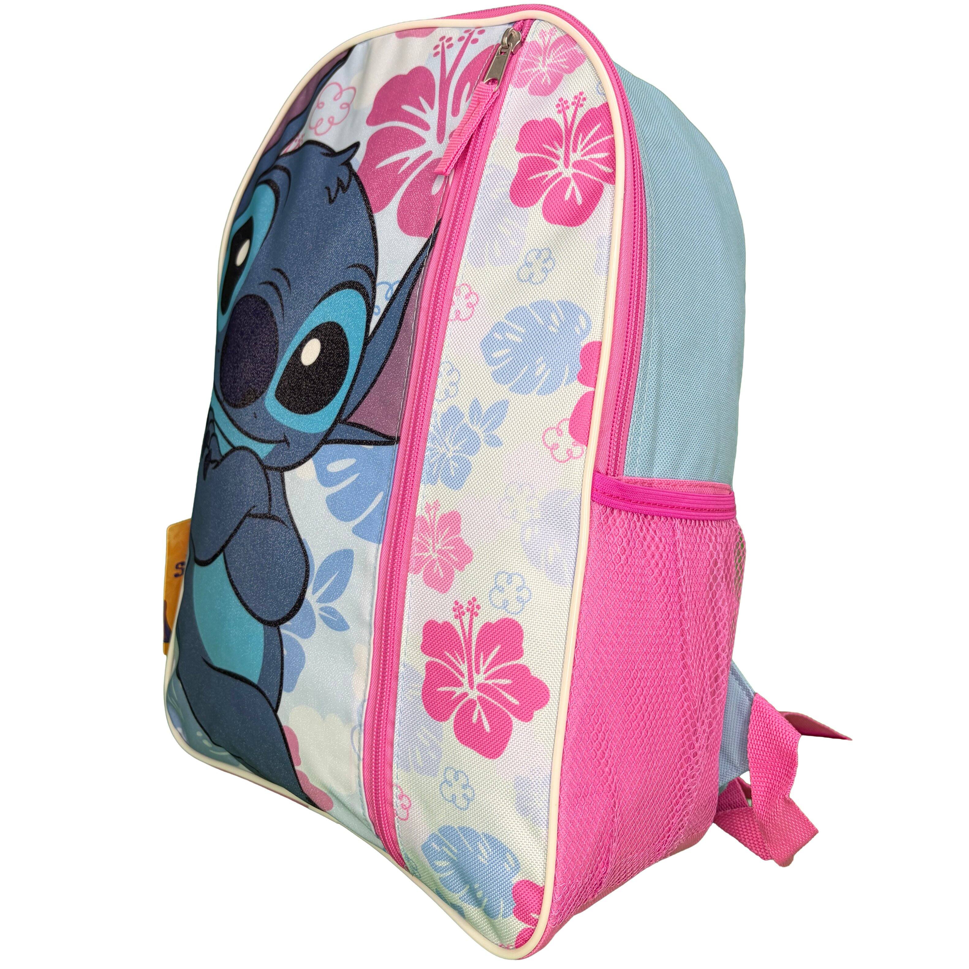 Alt View 3. Disney - Fast Forward Disney Stitch Kids 16" Blue and Pink School Backpack with 1 Vertical Front Pocket for Girls - Blue.