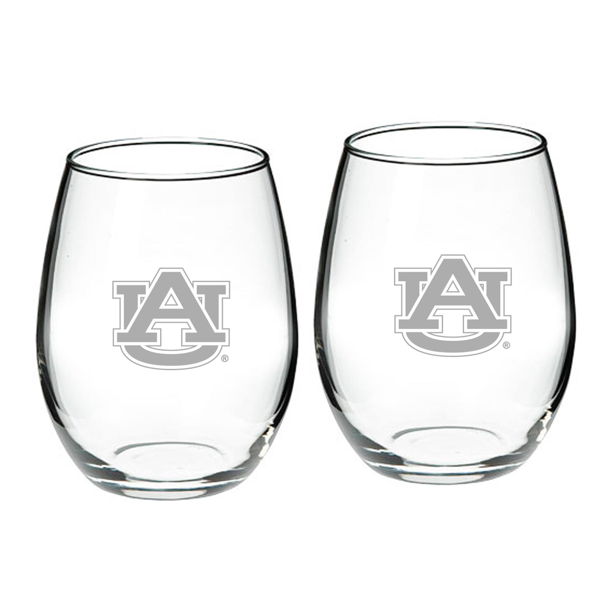 Front. Jardine - Auburn Tigers 21oz. 2-Piece Stemless Wine Glass Set - Multicolor.