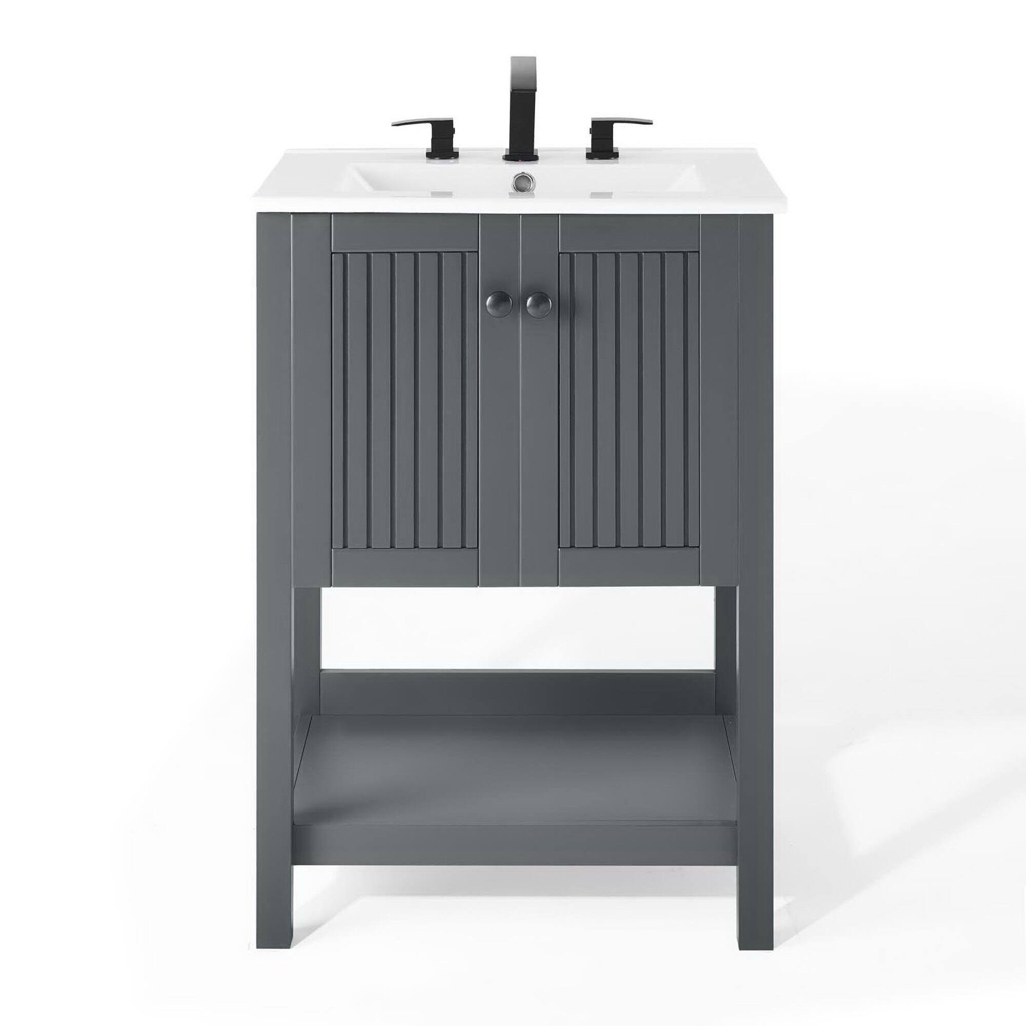Alt View 4. Modway - Steam Bathroom Vanity Basin Included - Gray White.