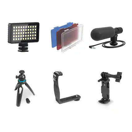 Front. Bower - Smart Photo Vlogger Kit with LED, Microphone, Remote - Black.
