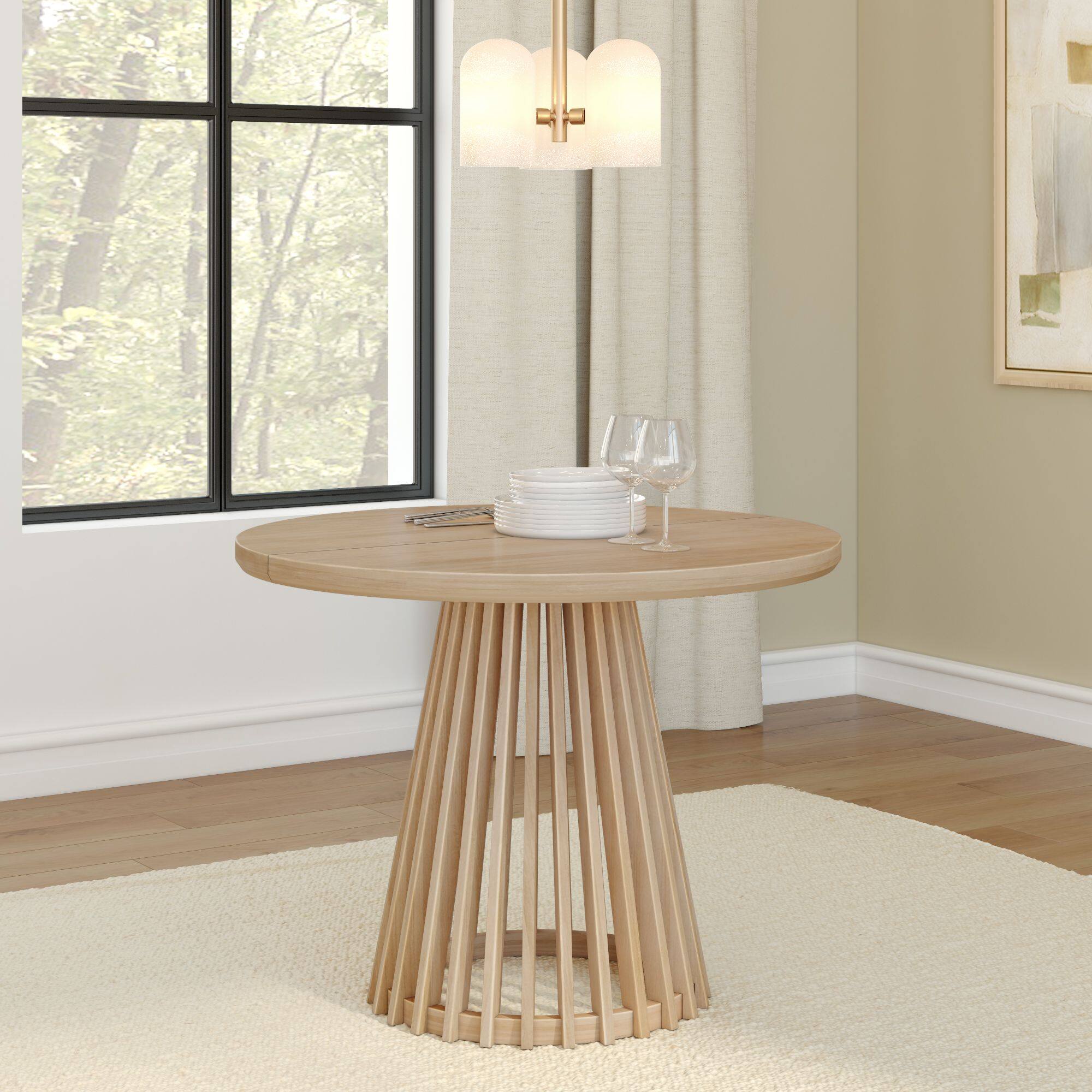 Alt View 2. Plank+Beam - Lido Round Dining Table (38in / 966mm)|| Blonde - Blonde.