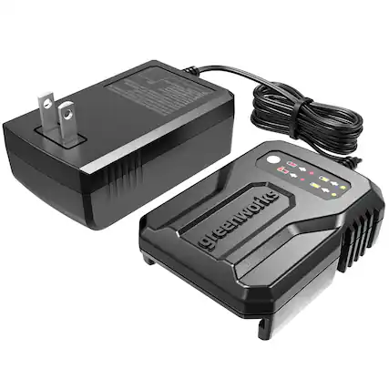 Front. Greenworks - 24V 2A Adaptor Charger - Black.