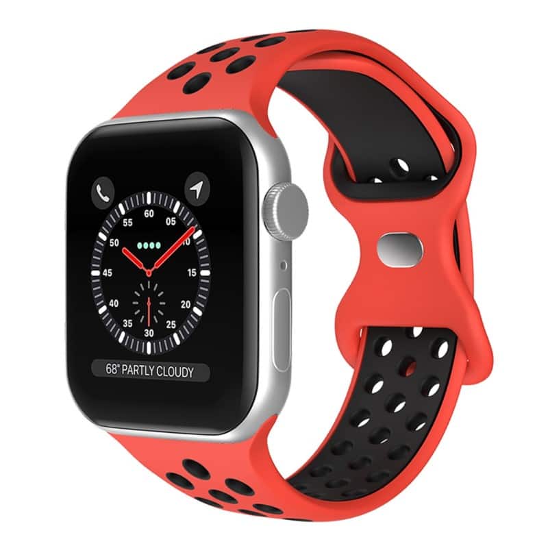 StrapsCo - ColorBlock Active Strap Silicone Rubber Watch Band For Apple Watch - 44mm/45mm/46mm/49mm/Ultra (Short-Medium) - Red & Black price history on PriceWatchPro
