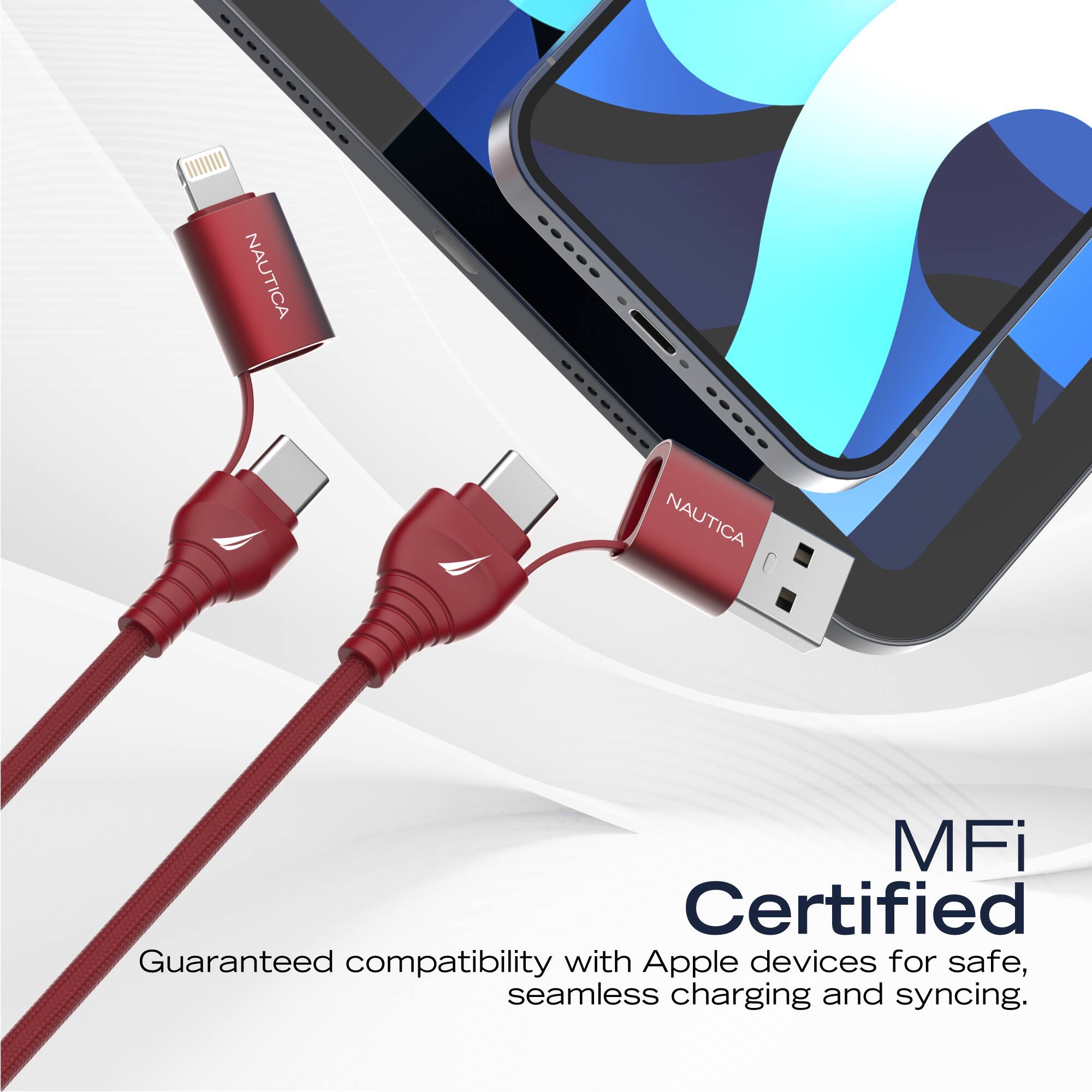 NAUTICA NAUTICA

MFi Certified

Guaranteed compatibility with Apple devices for safe, seamless charging and syncing.
