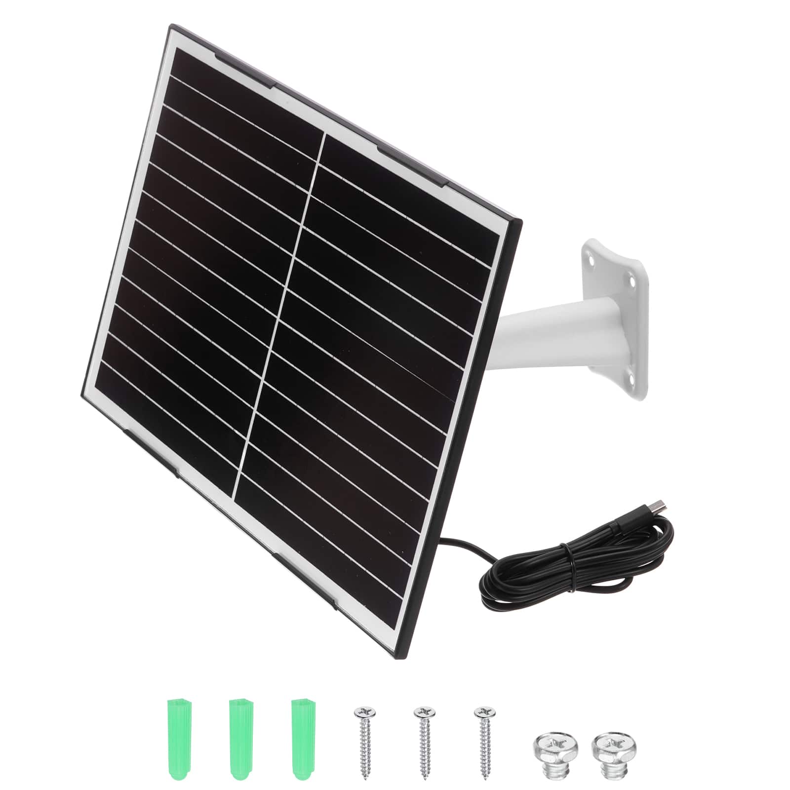 Unique Bargains - Solar Panel for Ring Camera, 12W 12V USB Solar Panel Charger with 6ft Type-C Port Cable Wall Mount - Black