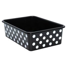 Teacher Created Resources - White Polka Dots on Black Large Plastic Storage Bin