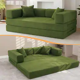 Dyonery - 78.74" Sectional Modular Sofa Bed, Boneless Loveseat Couch with Armrest for Living Room Bedroom Guest Room - Green