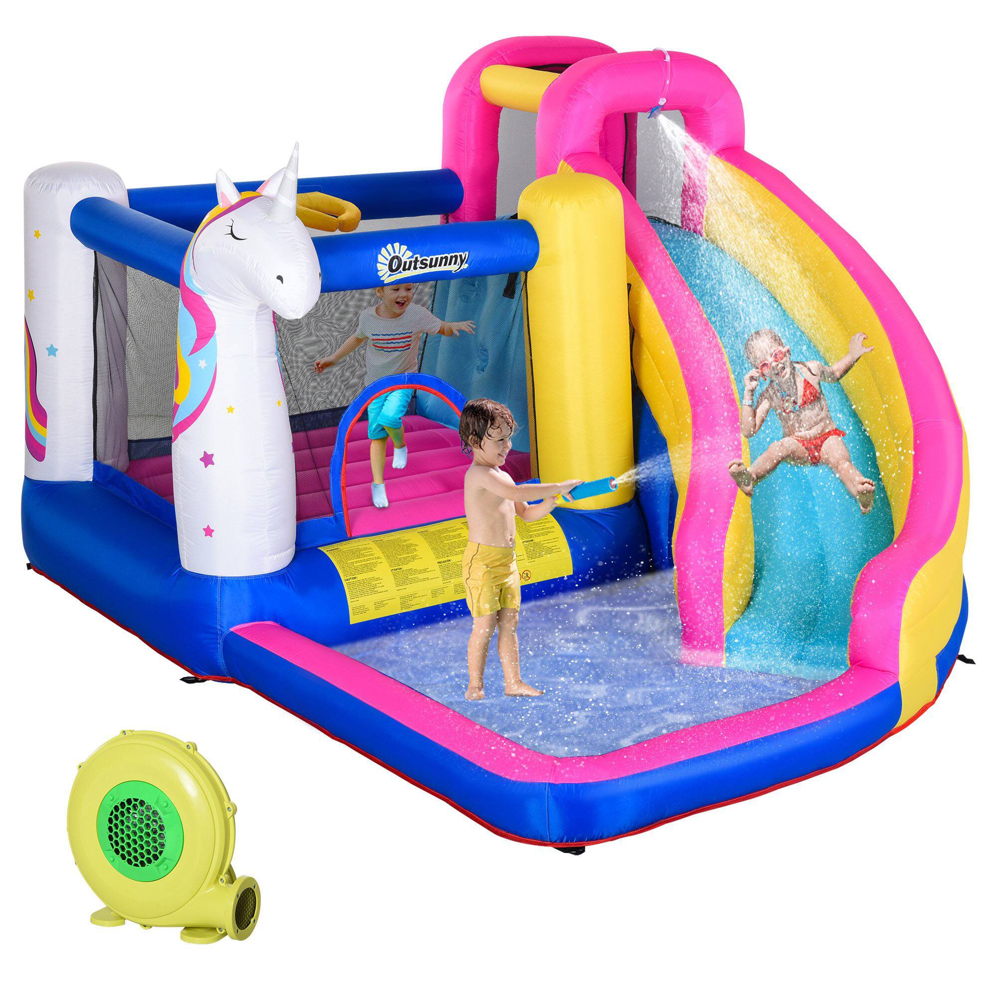 Alt View 8. Loheer - Loheer Unicorn Inflatable Water Slide Bounce House Splash Pool Kids Backyard Water Park Blower Included.