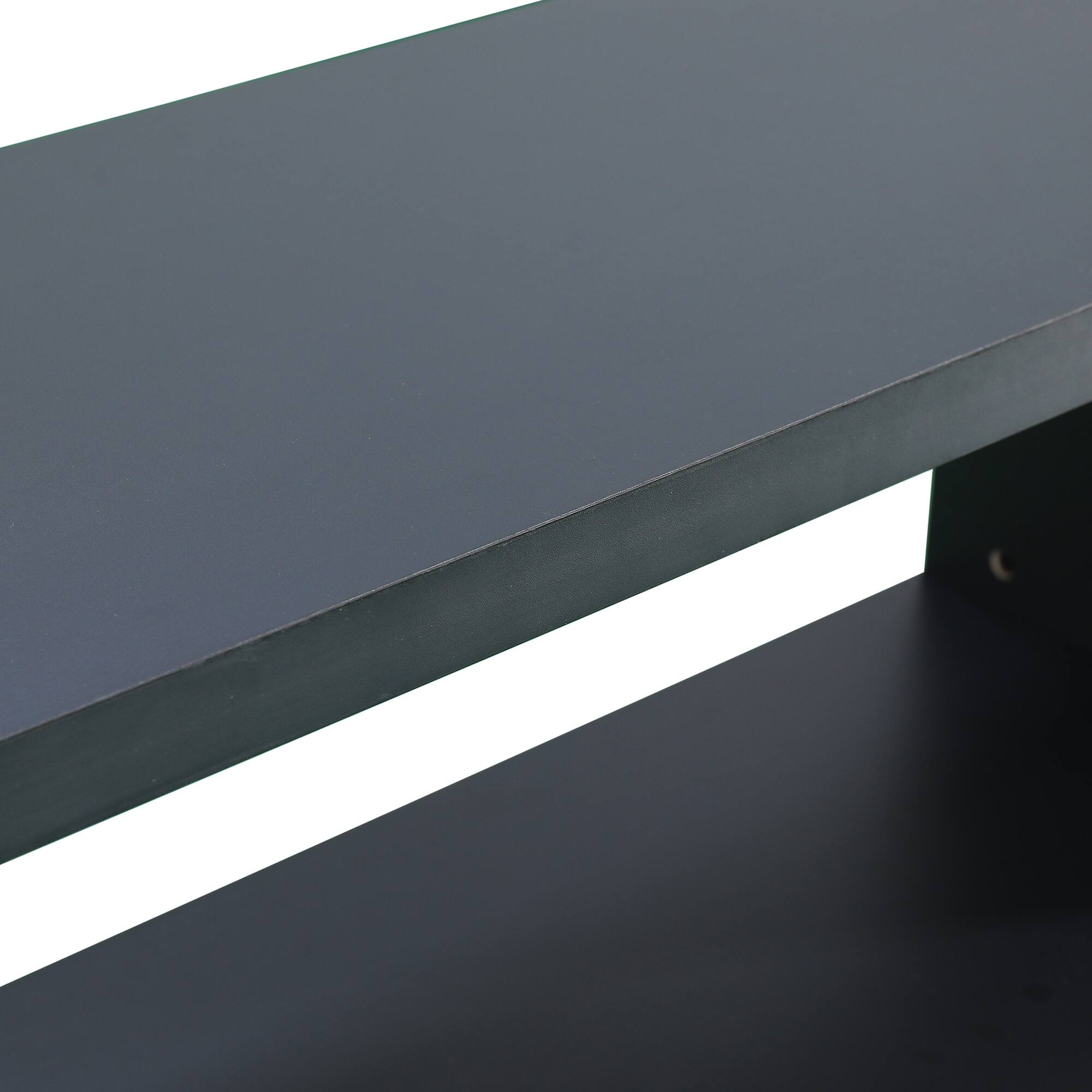 Alt View 10. Parrot Uncle - 115" Farmhouse  3 Pieces TV Stand Entertainment Center with Electric Fireplace and  LED Lights - Black and gray.