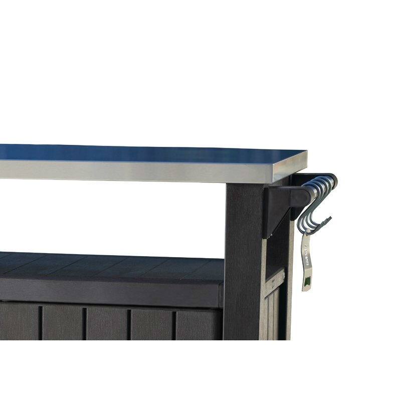 Back. Hivvago - Outdoor Grill Party Caster Bar Serving Cart with Storage Dark Brown - Dark Brown.