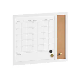 Martha Stewart - Everette Dry Erase Magnetic Monthly Calendar/Cork Board - White Woodgrain