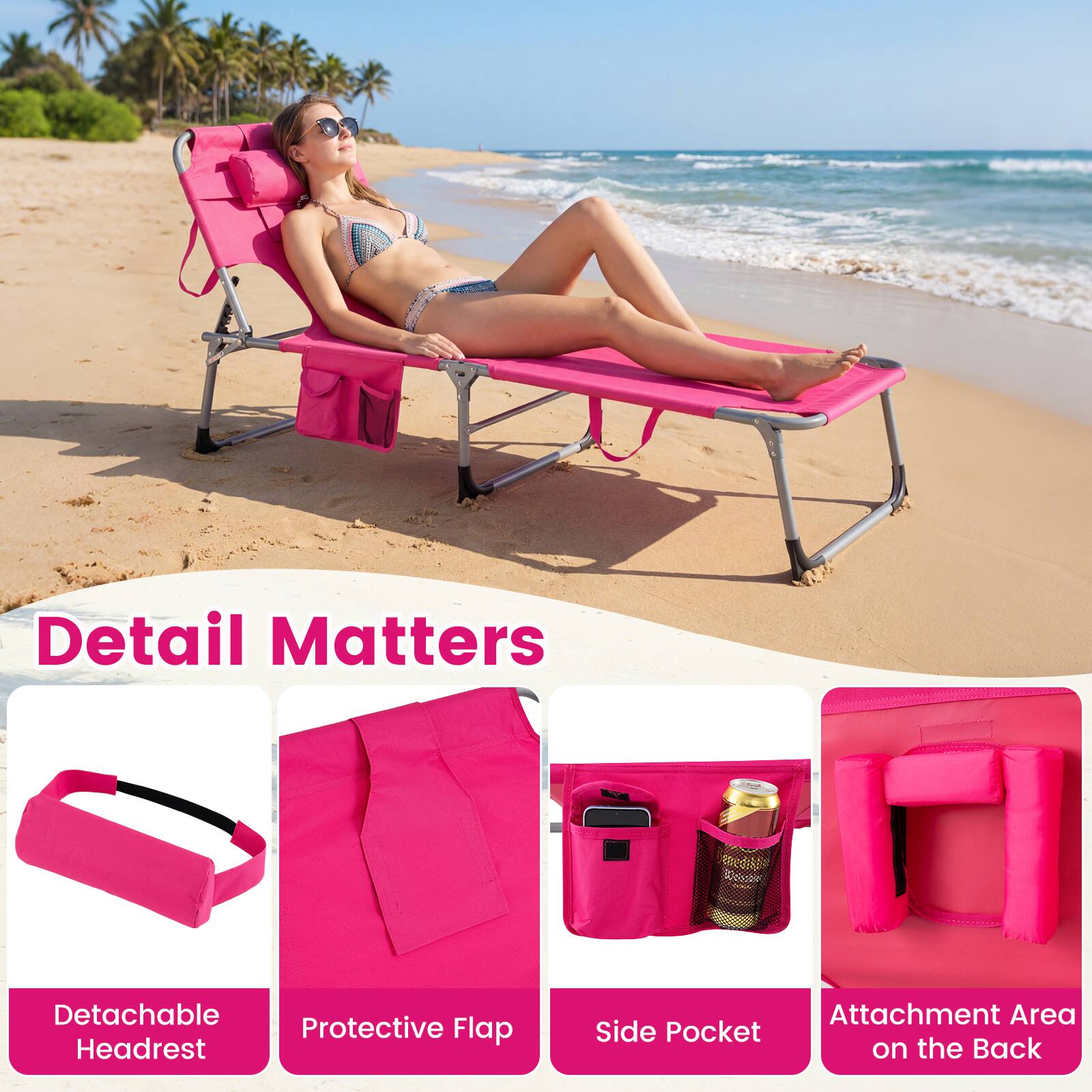 Detail Matters

- Detachable Headrest
- Protective Flap
- Side Pocket
- Attachment Area on the Back