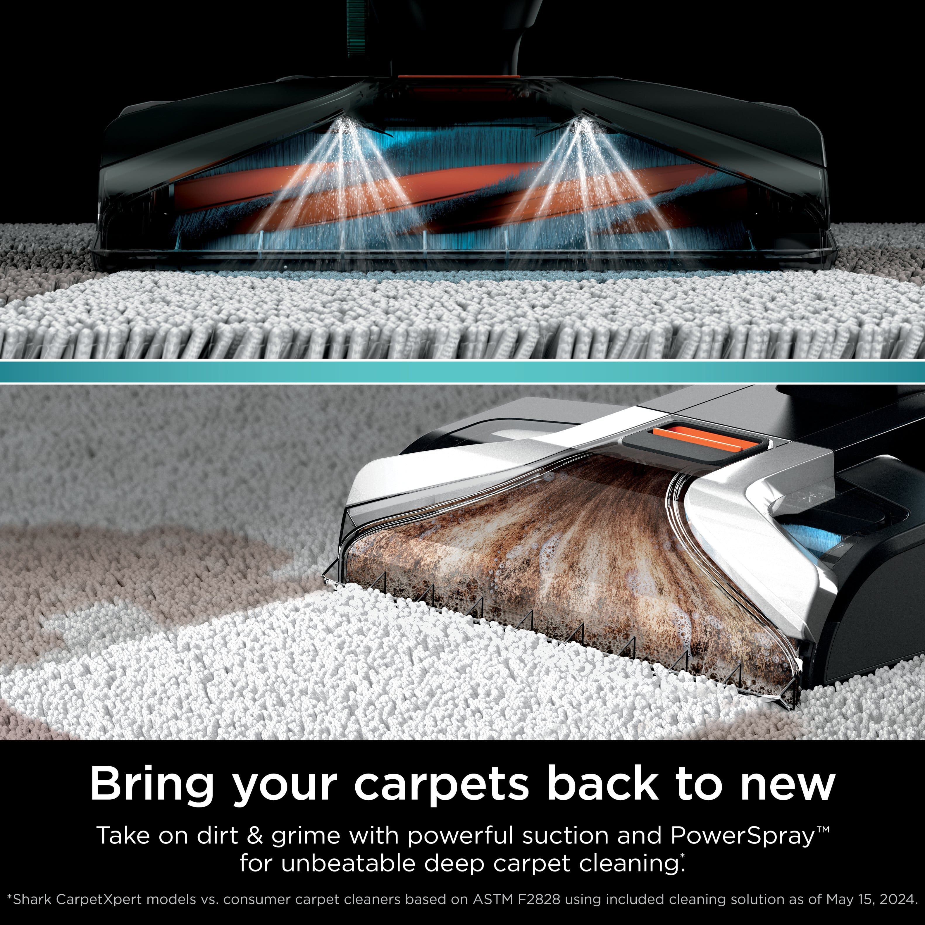Bring your carpets back to new with Shark CarpetXpert models vs. consumer carpet cleaners based on ASTM F2828 using included cleaning solution as of May 15, 2024. Take on dirt & grime with powerful suction and PowerSpray for unbeatable deep carpet cleaning.