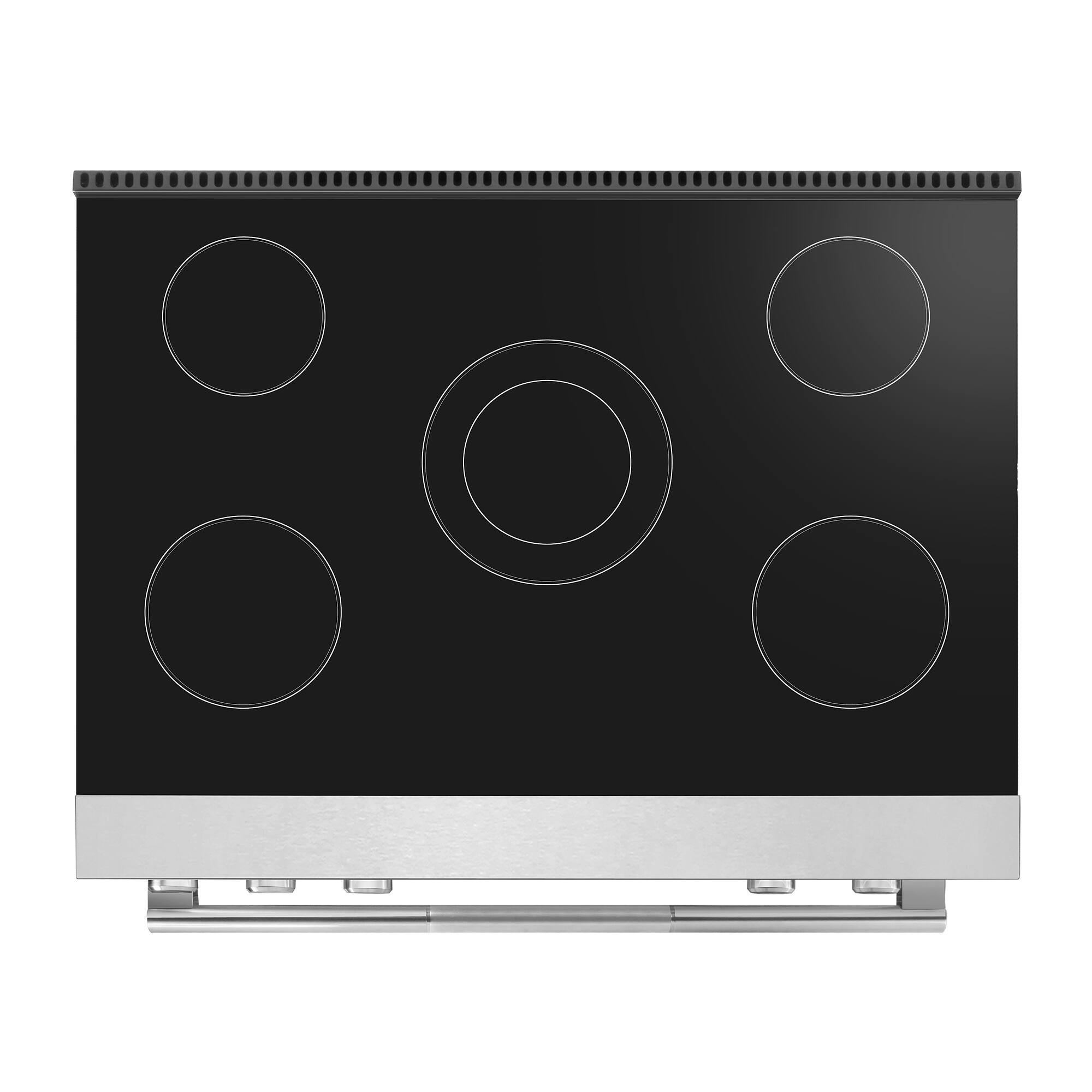 Alt View 8. COSMO - COS-RES365SS 36 in. Stellar Collection 5.8 cu. ft. Electric Range, 5 Burner Ceramic Glass Cooktop, Convection Oven - Stainless Steel.