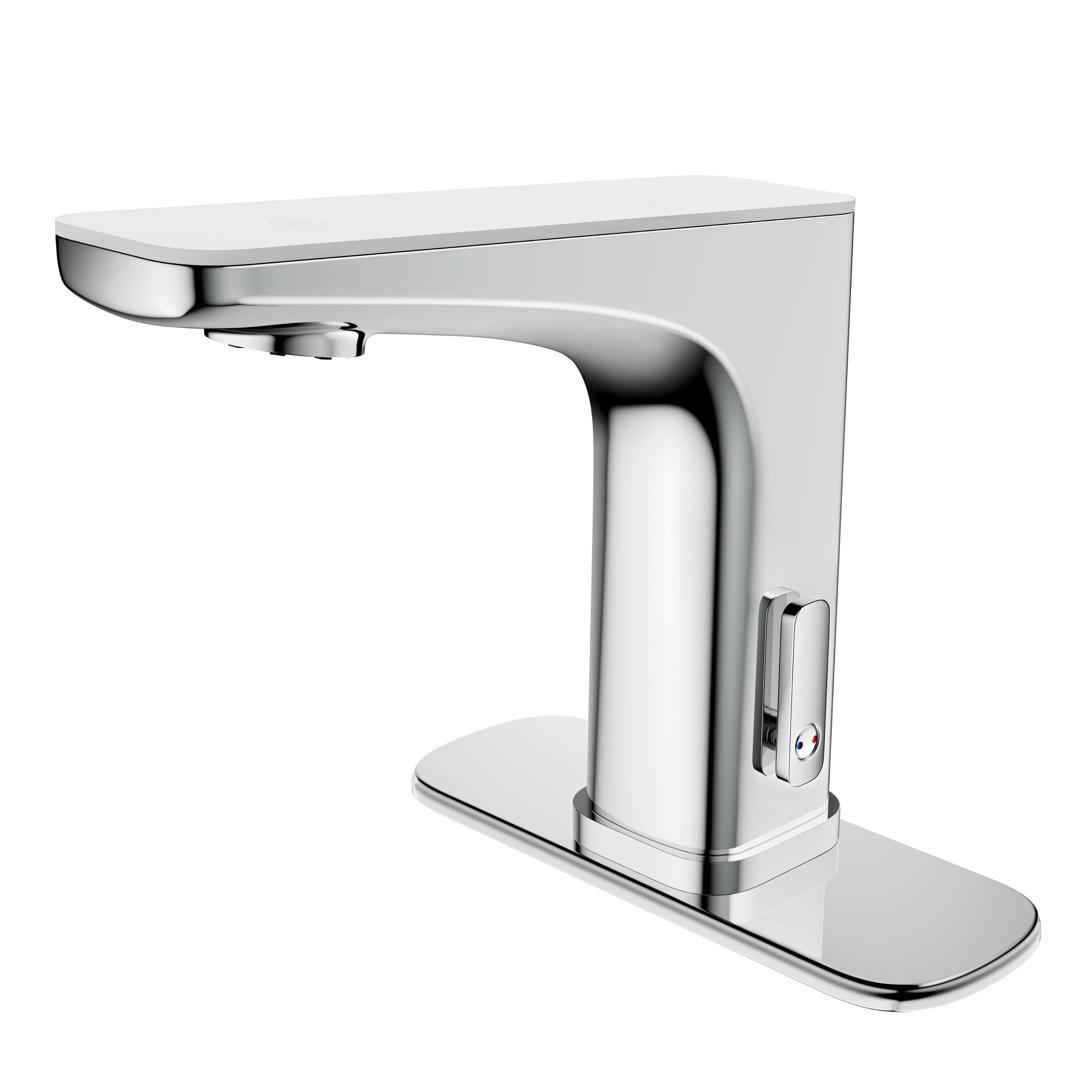Dual-Sensor Touchless Bathroom Sink Faucet with Temperature Display