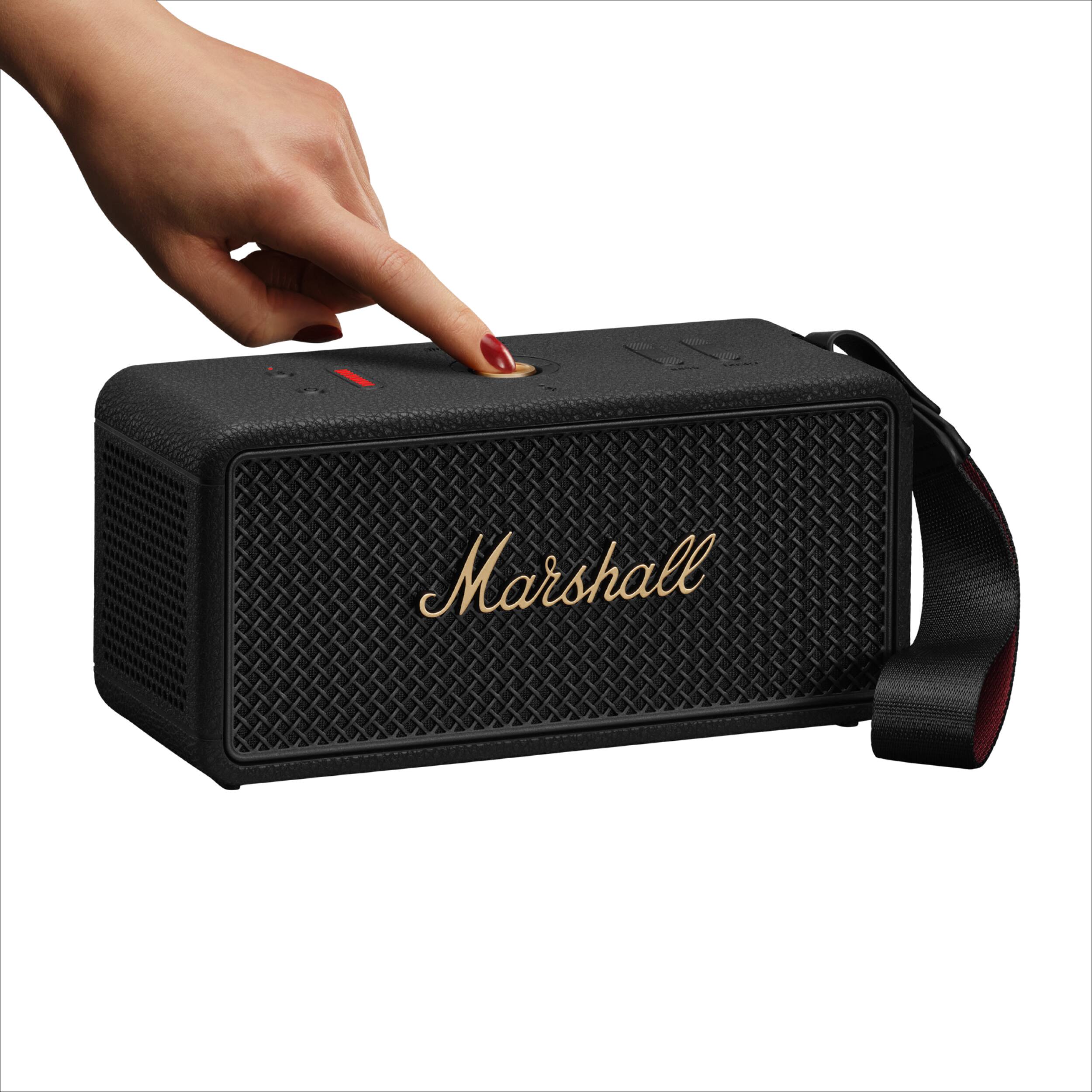 Alt View 4. Marshall - Middleton II Portable Bluetooth Speaker with Rugged Waterproof / Dust-proof Wireless Design - Black and Brass.