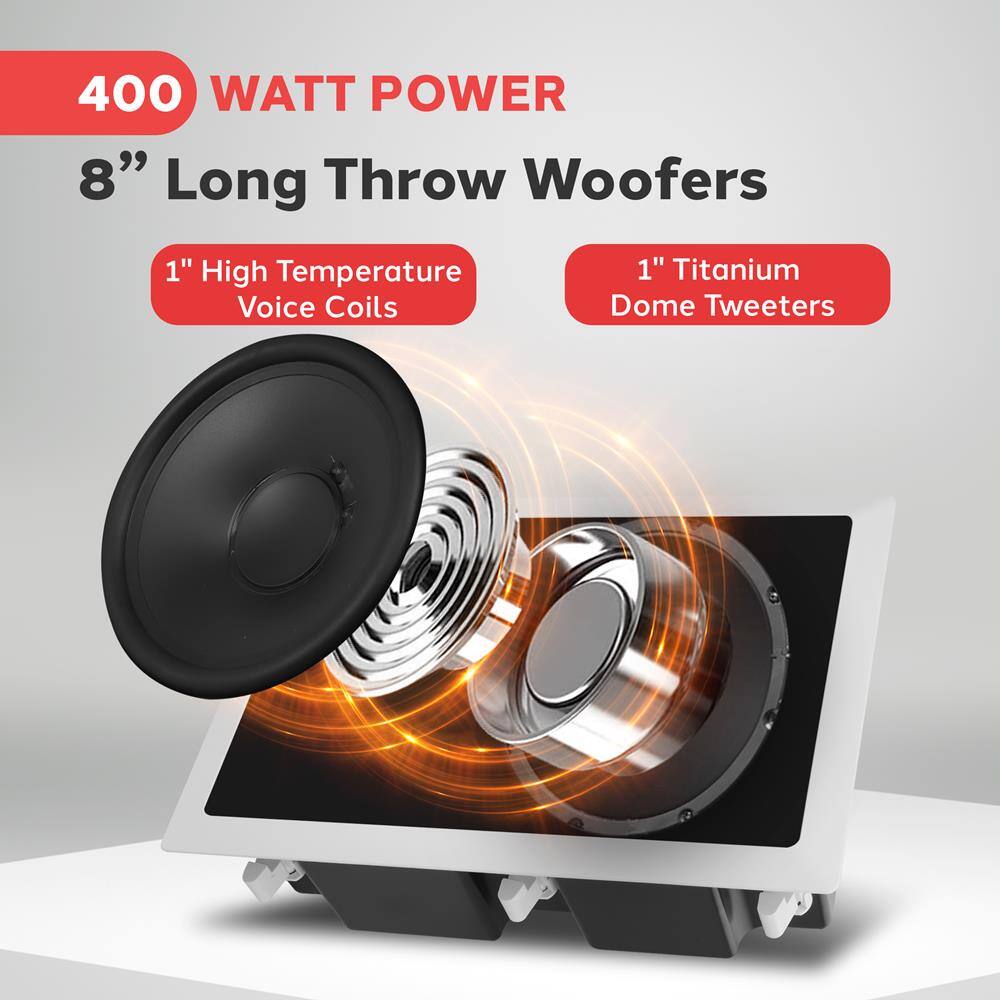 400 WATT POWER  
8" Long Throw Woofers  
1" High Temperature Voice Coils  
1" Titanium Dome Tweeters