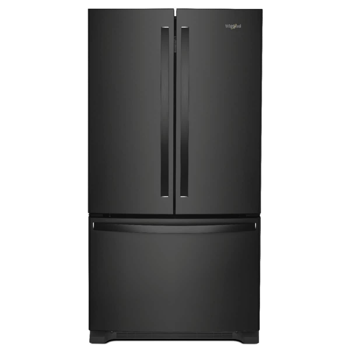 Whirlpool - 20 Cu. Ft. French Door Bottom Mount Counter-Depth Refrigerator - Black - Front_Zoom