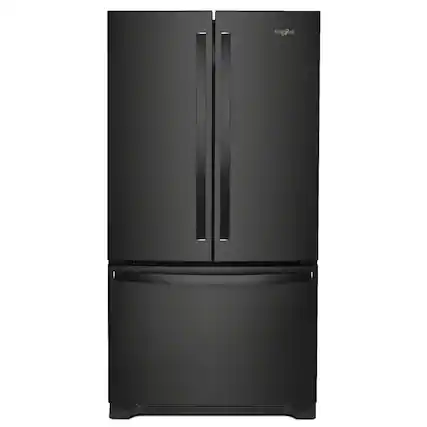 Front. Whirlpool - 20 Cu. Ft. French Door Bottom Mount Counter-Depth Refrigerator - Black.