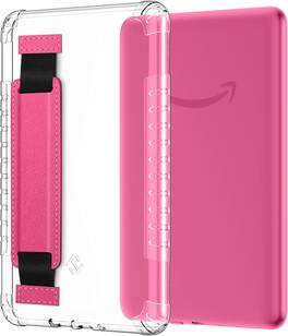 Fintie - Clear TPU Case for 7" Kindle Paperwhite 12th Gen 2024 & Kindle Colorsoft Slim Light Thin Soft Flexible TPU Back Cover - Raspberry Strap