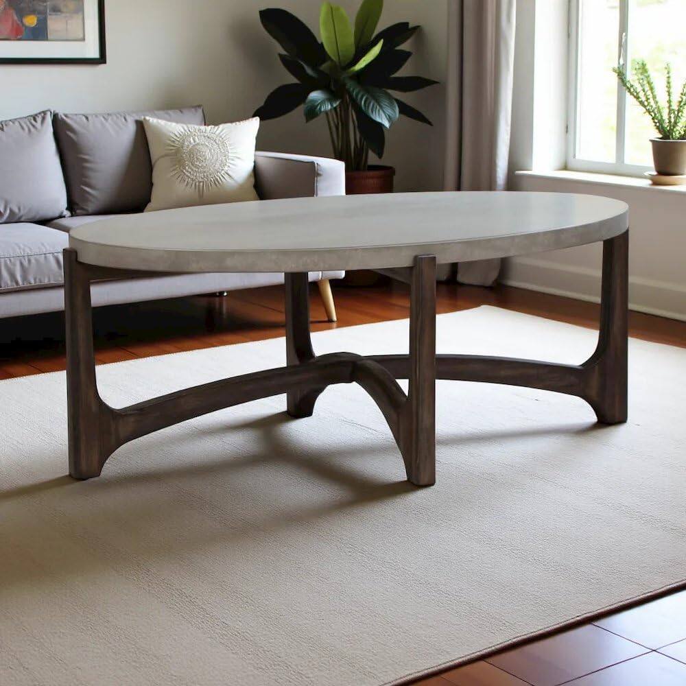 Alt View 1. Starlight Canyon Home - Brown Oval Coffee Table – Elegant Center Table for Living Room Spaces - Brown.