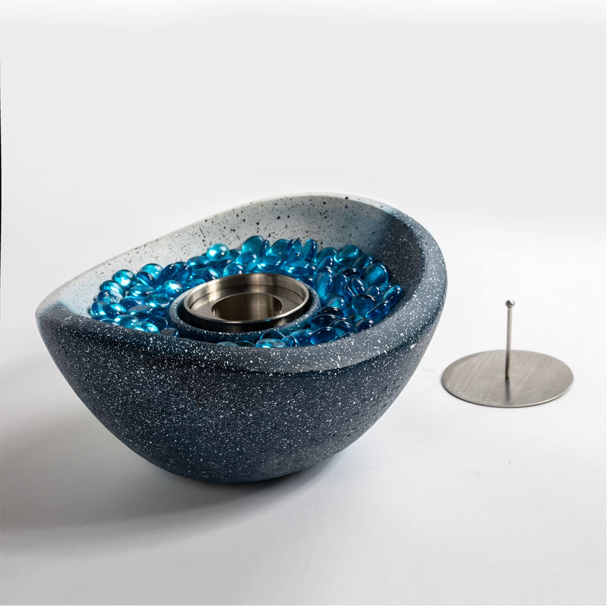 Alt View 5. Boyel Living - Tabletop Ethanol Fire Pit, Portable Concrete Fire Bowl, Smokeless Indoor/Outdoor Tabletop Fireplace, Mixed Color - Blue.