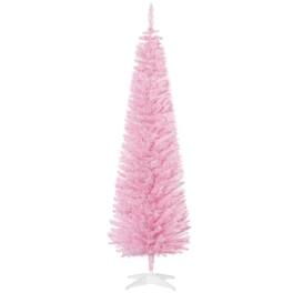 PULUZ - 6' Artificial Pencil Christmas Tree, Slim Xmas Tree with 390 Realistic Branch Tips and Plastic Stand - Pink