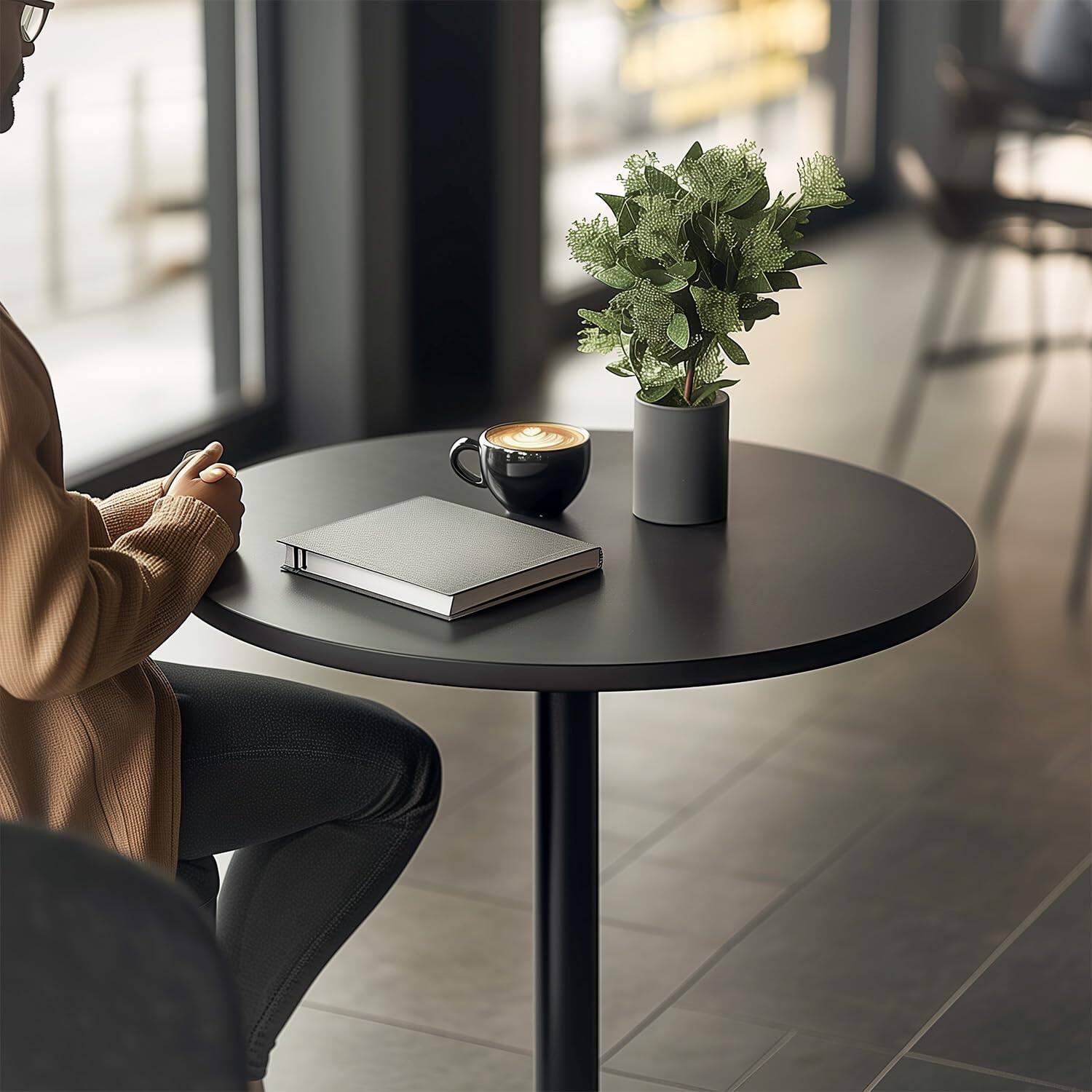 Alt View 1. JETRANSPORT - Bistro Pub Table 40 Inch Height Cocktail Round Bar For Home And Kitchen Dining SIZE AND STYLE :bar table is a - Black 2.