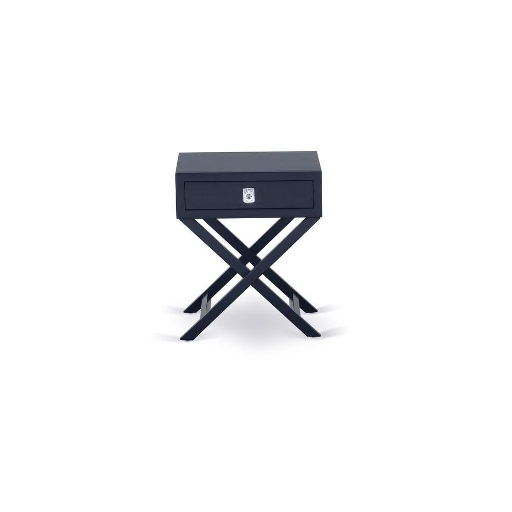 Left. East West Furniture - Night Stand Navy Blue - Brown.