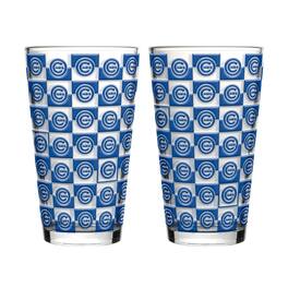 Logo Brands - Chicago Cubs Two-Pack Gridiron Stained 16oz. Pint Glass Set - Multicolor