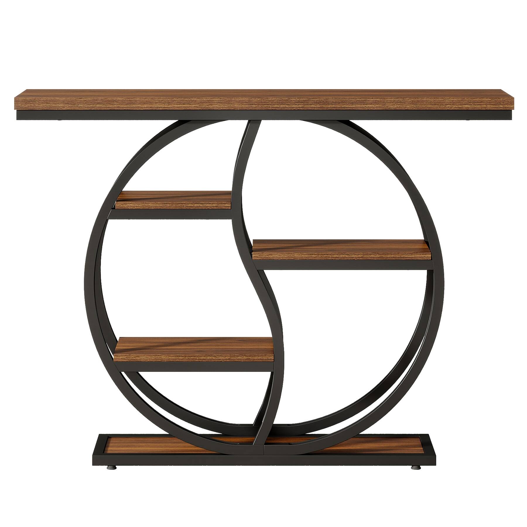 Front. Kadyn - Kadyn Wood Console Table, Entryway Table, Industrial Sofa Table with Metal Frame， Brown - Brown And Black.