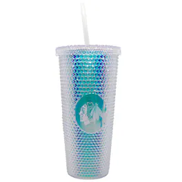 Logo Brands - Chicago Blackhawks 24oz. Iridescent Studded Travel Tumbler with Straw - Multicolor
