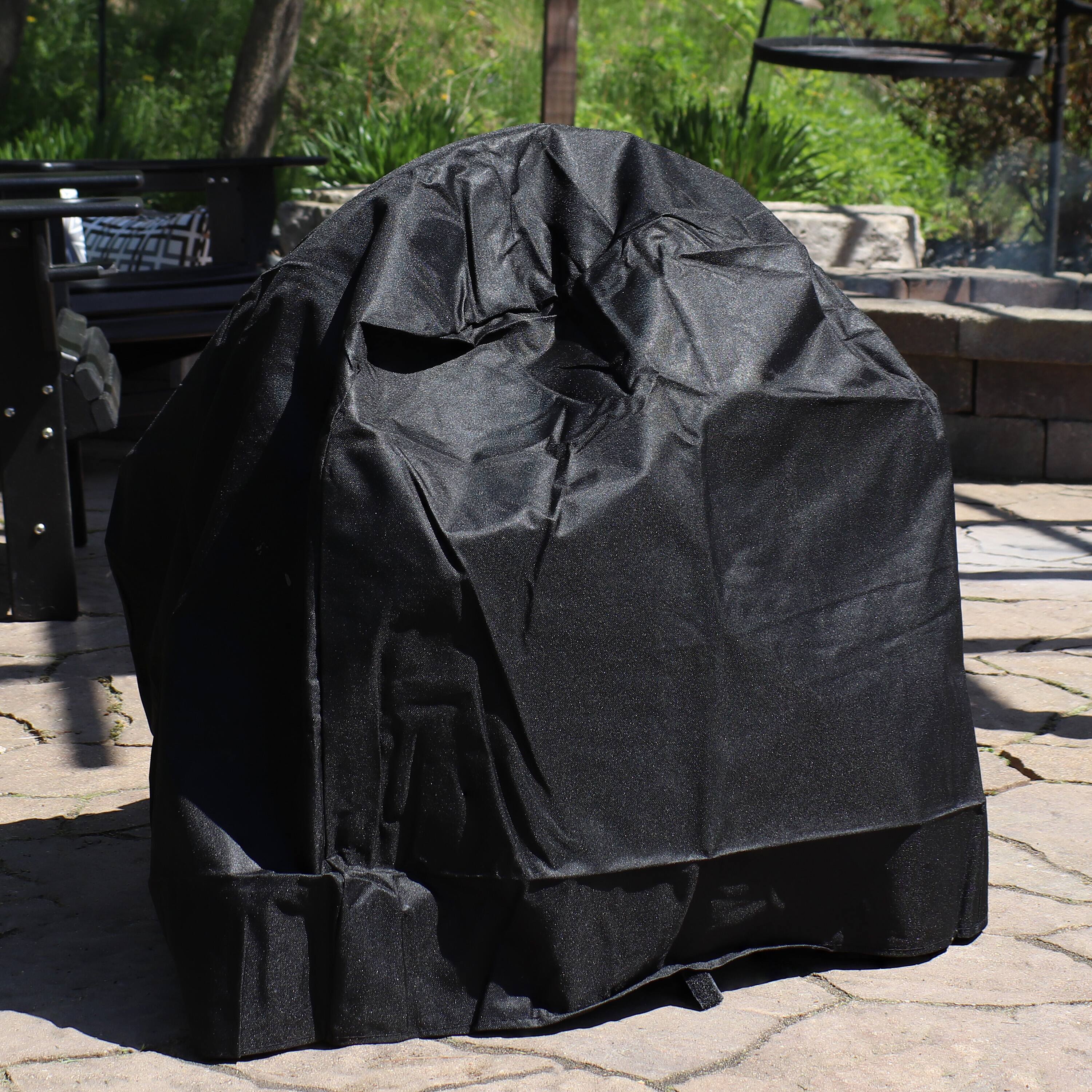 Alt View 9. Sunnydaze - 48 in Powder-Coated Steel Firewood Log Hoop Rack with Cover - Black.