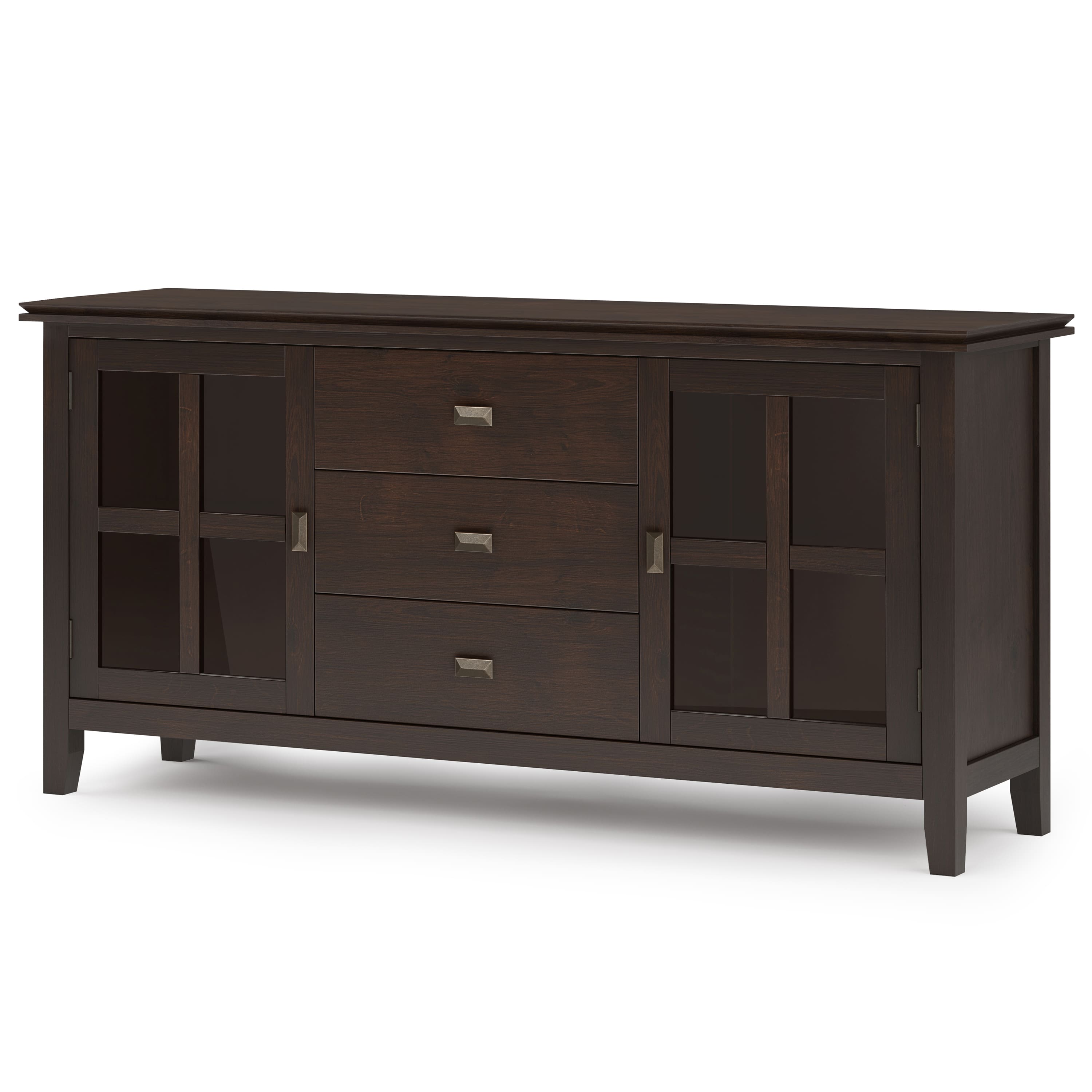 Angle. Simpli Home - Artisan Large Sideboard Buffet - Dark Chestnut Brown.