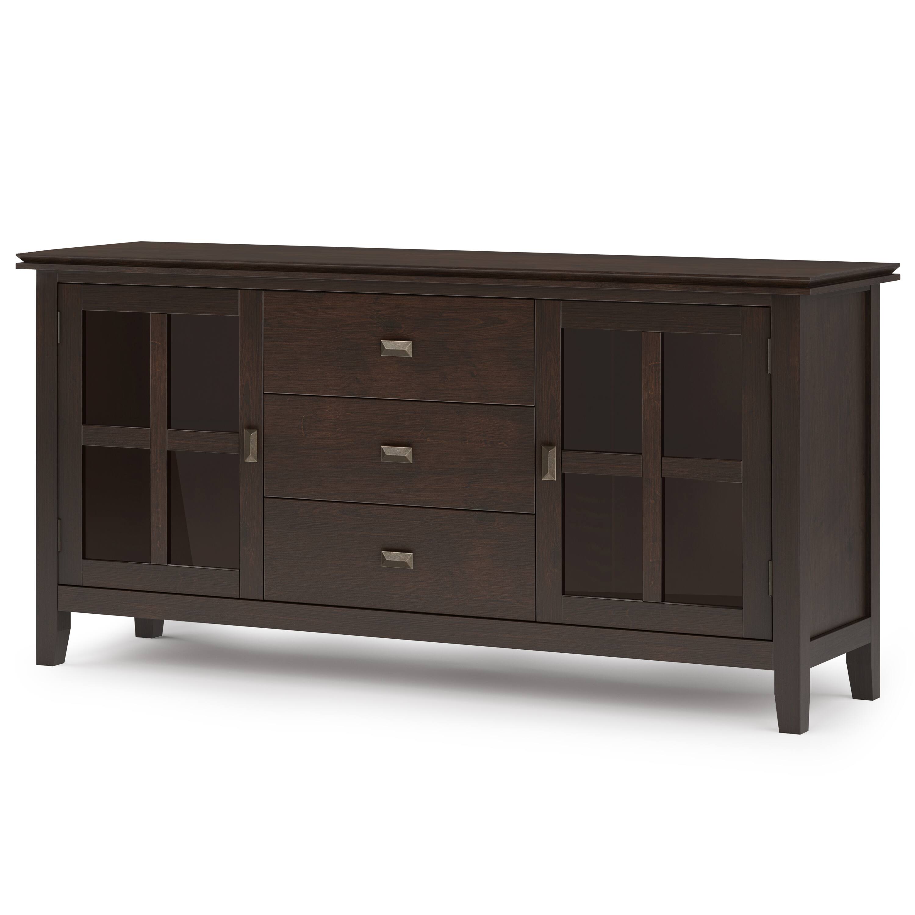 Angle. Simpli Home - Artisan Large Sideboard Buffet - Dark Chestnut Brown.